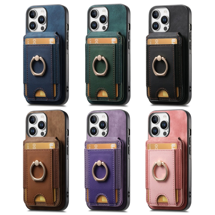 For iPhone 16 Retro Splitable Magnetic Stand Card Bag Leather Phone Case(Purple) - iPhone 16 Cases by buy2fix | Online Shopping UK | buy2fix