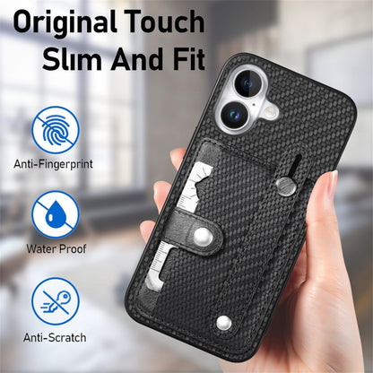 For iPhone 16 Plus Wristband Kickstand Card Wallet Back Phone Case with Tool Knife(Black) - iPhone 16 Plus Cases by buy2fix | Online Shopping UK | buy2fix