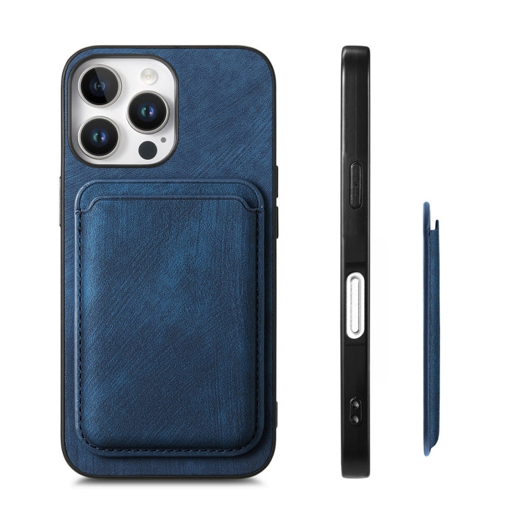 For iPhone 16 Pro Retro Leather Card Bag Magnetic Phone Case(Blue) - iPhone 16 Pro Cases by buy2fix | Online Shopping UK | buy2fix