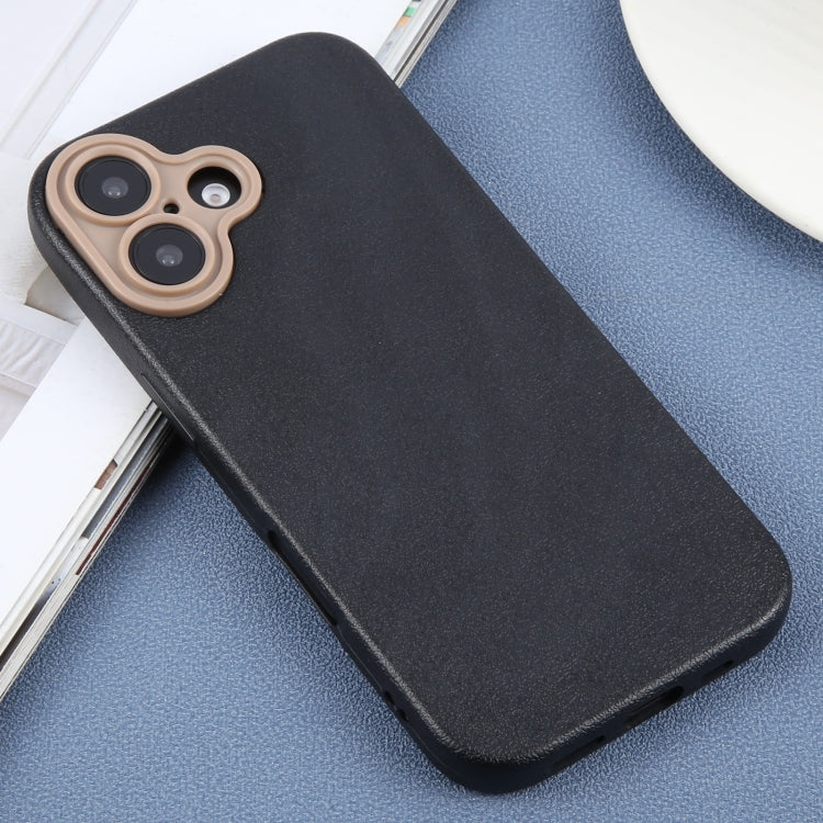 For iPhone 16 Plain Imitation Leather Back Cover Phone Case(Black) - iPhone 16 Cases by buy2fix | Online Shopping UK | buy2fix