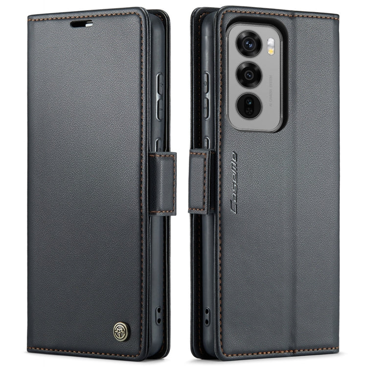 For OPPO Reno12 5G Global CaseMe 023 Butterfly Buckle Litchi Texture RFID Anti-theft Leather Phone Case(Black) - Reno12 Cases by CaseMe | Online Shopping UK | buy2fix