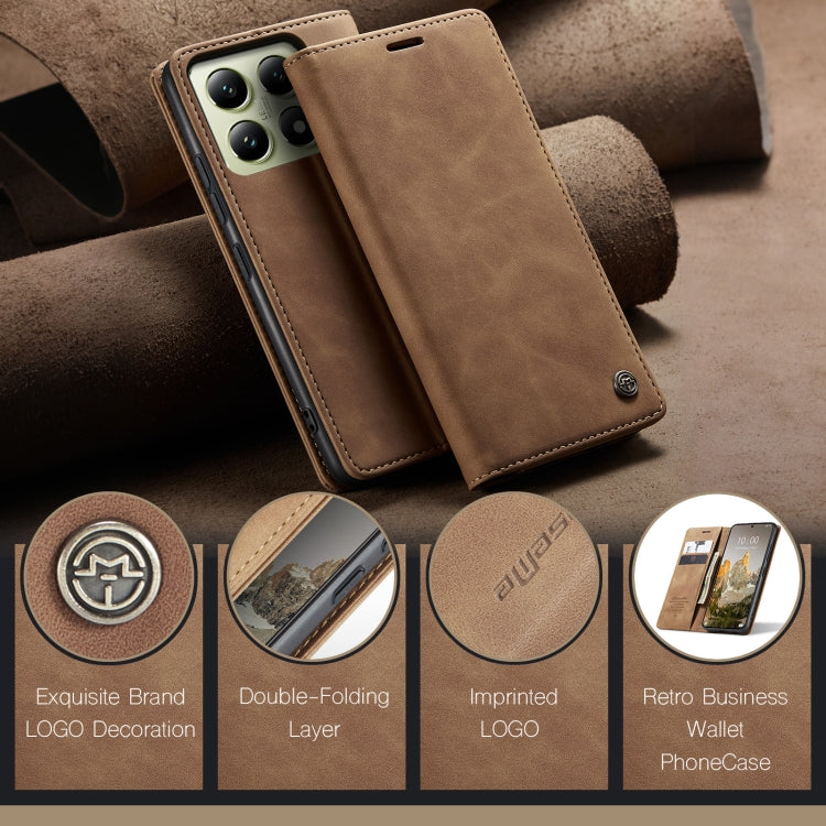 For Xiaomi 14T CaseMe 013 Multifunctional Horizontal Flip Leather Phone Case(Brown) - 14T Cases by CaseMe | Online Shopping UK | buy2fix