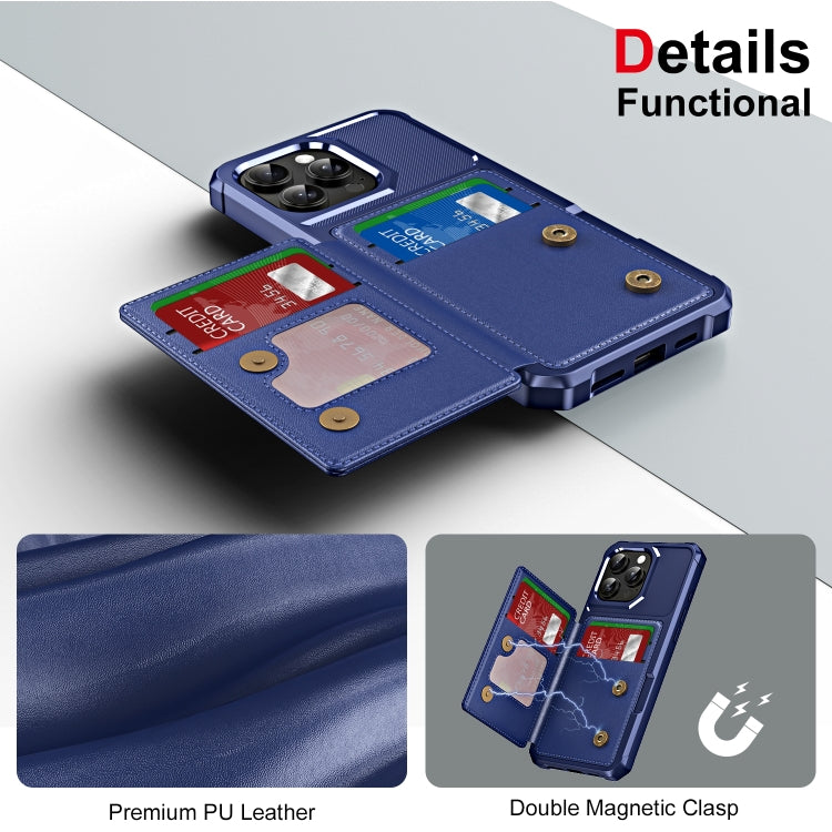 For iPhone 16 Pro Max ENKAY Hat-Prince Card Slot Wallet TPU Back Leather Phone Case with Lens Film(Dark Blue) - iPhone 16 Pro Max Cases by ENKAY | Online Shopping UK | buy2fix