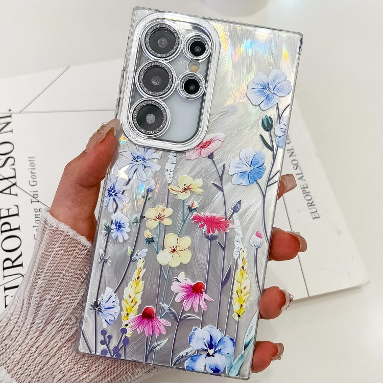 For Samsung Galaxy S25 Ultra 5G Electroplating Flowers Plants Texture TPU Phone Case(Wildflower FL2) - Galaxy S25 Ultra 5G Cases by buy2fix | Online Shopping UK | buy2fix