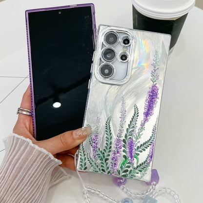 For Samsung Galaxy S25 5G Electroplating Flowers Plants Texture Wristband TPU Phone Case(Plum Flower FL6) - Galaxy S25 5G Cases by buy2fix | Online Shopping UK | buy2fix