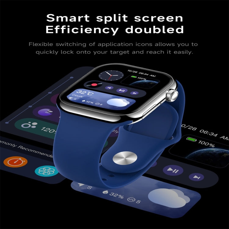 KL08 2.04 inch Color Screen Smart Watch Silicone Strap, Support Bluetooth Call(Blue) - Smart Watches by buy2fix | Online Shopping UK | buy2fix