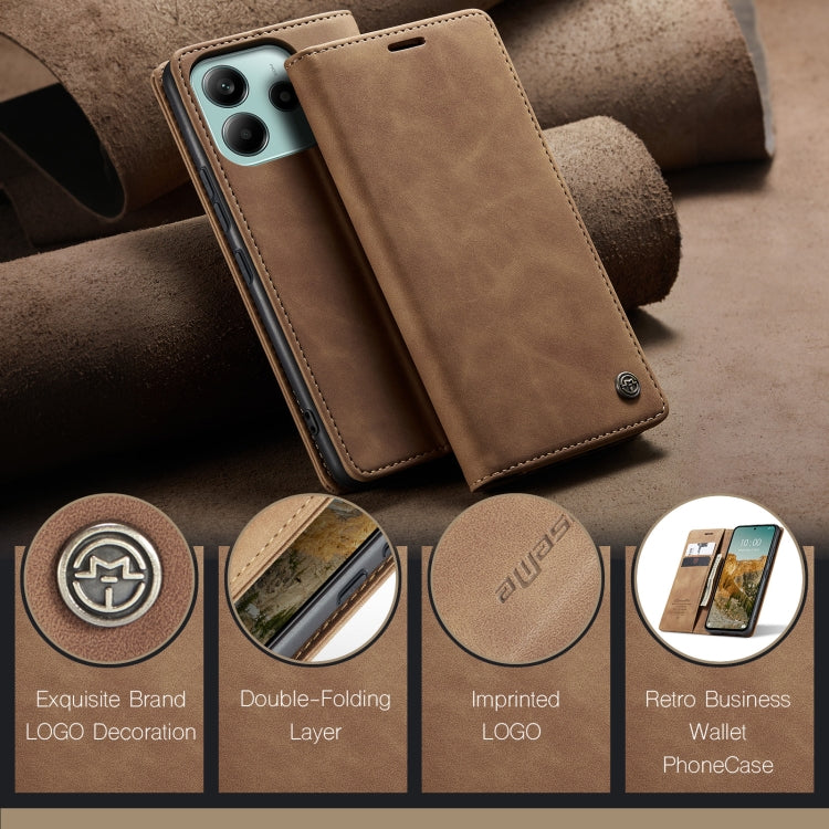 For Redmi Note 14 5G CaseMe 013 Multifunctional Horizontal Flip Leather Phone Case(Brown) - Note 14 Cases by CaseMe | Online Shopping UK | buy2fix