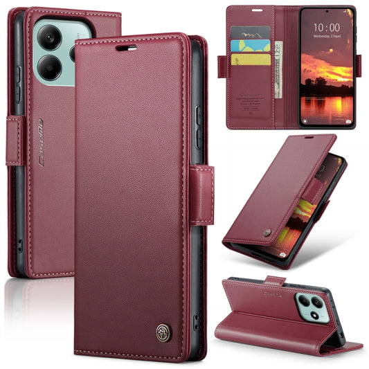 For Redmi Note 14 5G CaseMe 023 Butterfly Buckle Litchi Texture RFID Anti-theft Leather Phone Case(Red) - Note 14 Cases by CaseMe | Online Shopping UK | buy2fix