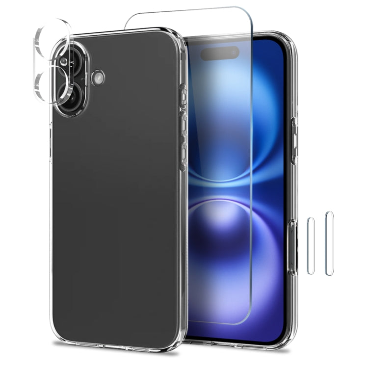 For iPhone 16 NORTHJO 4 in 1 TPU Phone Case with Screen Film and Lens Film and Camera Control Button Cover(Clear) - iPhone 16 Cases by NORTHJO | Online Shopping UK | buy2fix