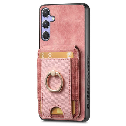 For Samsung Galaxy S25 5G Retro Splitable Magnetic Stand Card Bag Leather Phone Case(Pink) - Galaxy S25 5G Cases by buy2fix | Online Shopping UK | buy2fix