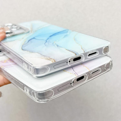 For Samsung Galaxy S25 5G Electroplated Marble Texture Phone Case(Blue M11) - Galaxy S25 5G Cases by buy2fix | Online Shopping UK | buy2fix