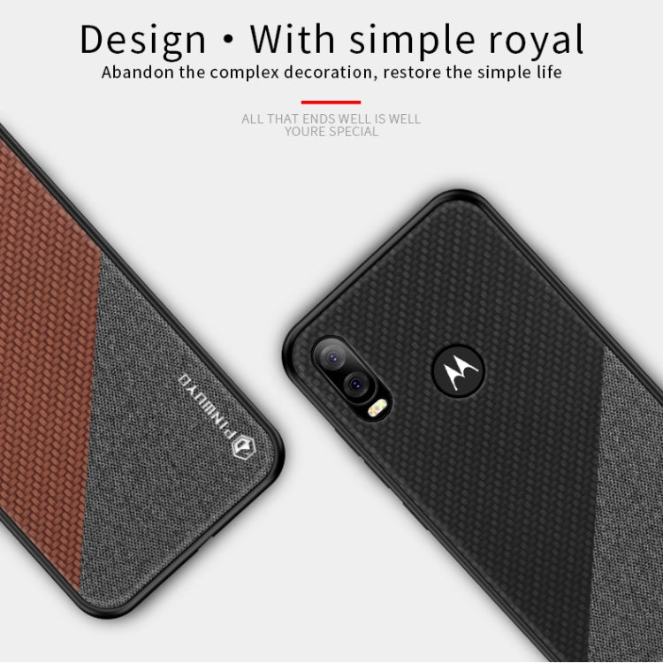 PINWUYO Hong Series Anti-fall TPU+ Chemical Fiber Cloth Protective Cover for Moto P40/One Vision(Brown) - Motorola Cases by PINWUYO | Online Shopping UK | buy2fix