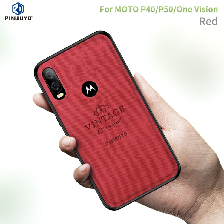 PINWUYO Shockproof Waterproof Full Coverage PC + TPU + Skin Protective Case for Motorola Moto P40 / P50 / One Vision(Red) - Motorola Cases by PINWUYO | Online Shopping UK | buy2fix