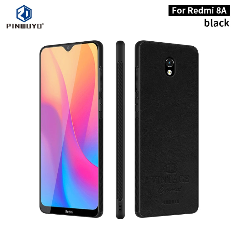For Xiaomi RedMi 8A PINWUYO Pin Rui Series Classical Leather, PC + TPU + PU Leather Waterproof And Anti-fall All-inclusive Protective Shell(Black) - Xiaomi Cases by PINWUYO | Online Shopping UK | buy2fix