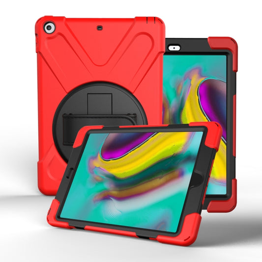 For Galaxy Tab S5E 10.5 (2019) T720   360 Degree Rotation PC + Silicone Protective Case with Holder & Hand-strap(Red) - Tab S5E 10.5 T720 / T725 by buy2fix | Online Shopping UK | buy2fix