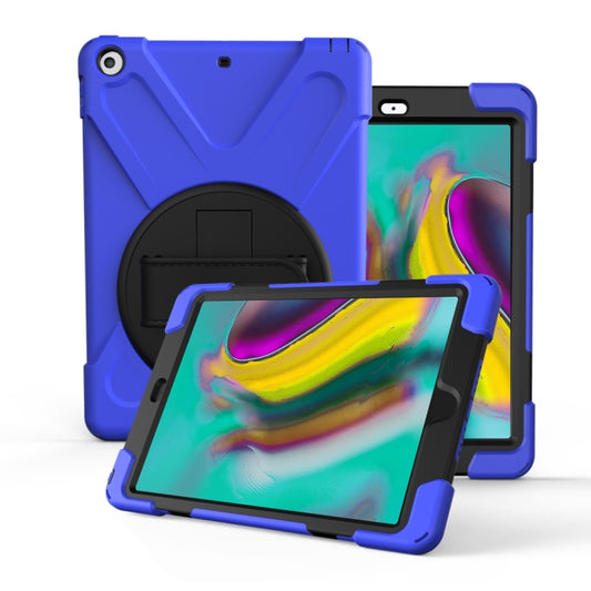 For Galaxy Tab S5E 10.5 (2019) T720   360 Degree Rotation PC + Silicone Protective Case with Holder & Hand-strap(Dark Blue) - Tab S5E 10.5 T720 / T725 by buy2fix | Online Shopping UK | buy2fix