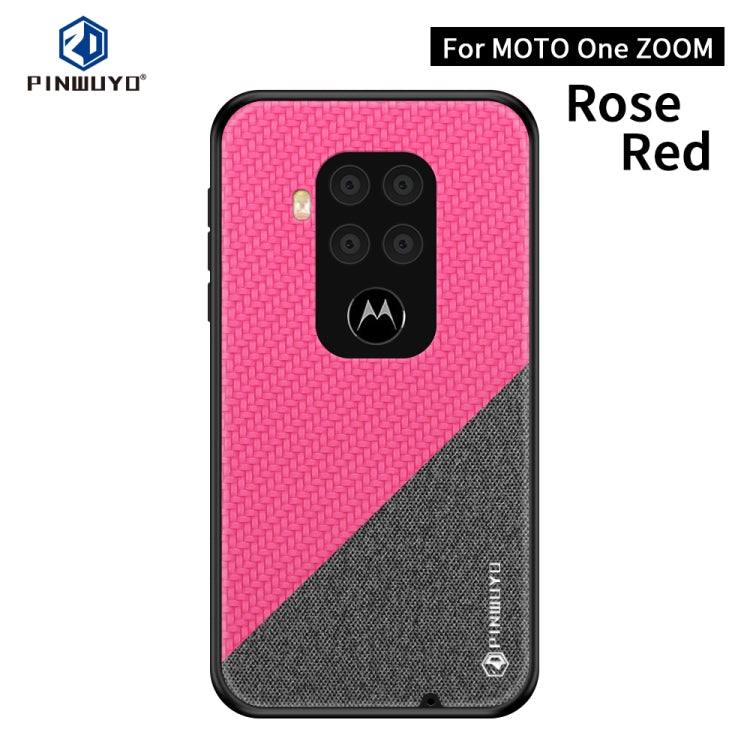 For Motorola One Zoom / One Pro PINWUYO Rong Series  Shockproof PC + TPU+ Chemical Fiber Cloth Protective Cover(Red) - Motorola Cases by PINWUYO | Online Shopping UK | buy2fix