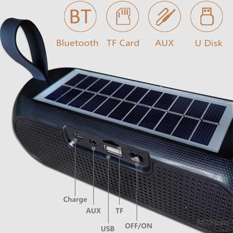 T&G TG182 Portable Column Wireless Stereo Music Box Solar Power waterproof USB AUX FM radio super bass(Black) - Desktop Speaker by T&G | Online Shopping UK | buy2fix