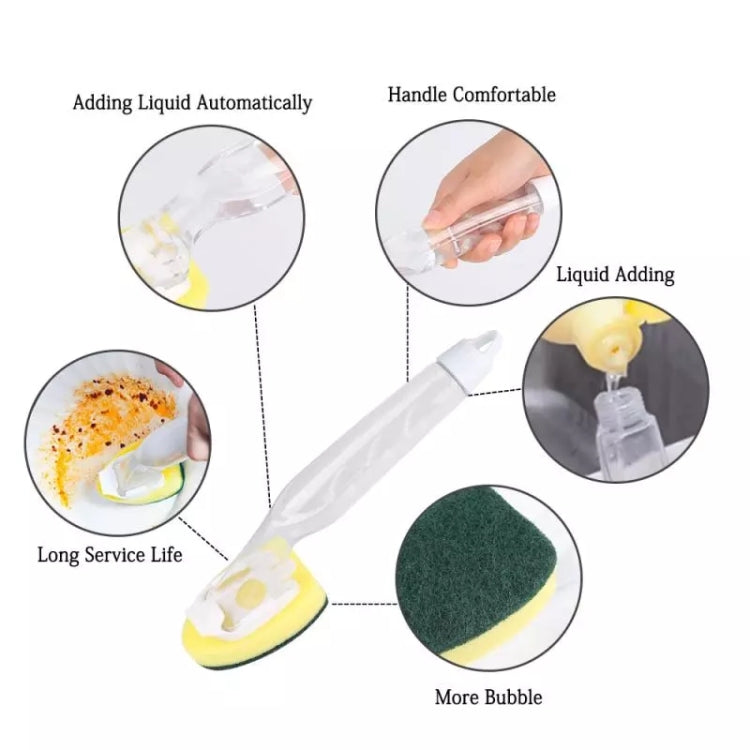 Kitchen Plastic Long Handle Cleaning Brush Automatic Adding Liquid Brush Removable Sponge Brush(With 1pcs head) - Sponges, Cloths & Brushes by buy2fix | Online Shopping UK | buy2fix