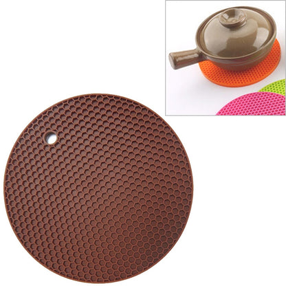 Honeycomb Silicone Round Non-slip Heat Resistant Mat, Size: 18x18x0.8cm(Coffee) - Insulation by buy2fix | Online Shopping UK | buy2fix