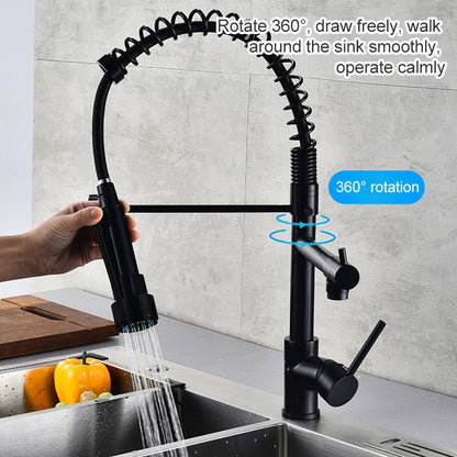 Multifunctional Cold Hot Water Tank Kitchen Spring Double Nozzle 360 Degree Rotary Tap - Faucets & Accessories by buy2fix | Online Shopping UK | buy2fix