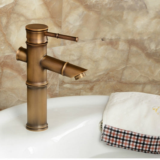 Antique Retro Hot Cold Water Bathroom Counter Basin Bamboo Waterfall Basin Copper Faucet, Specifications:Early 2 Knots - Faucets & Accessories by buy2fix | Online Shopping UK | buy2fix