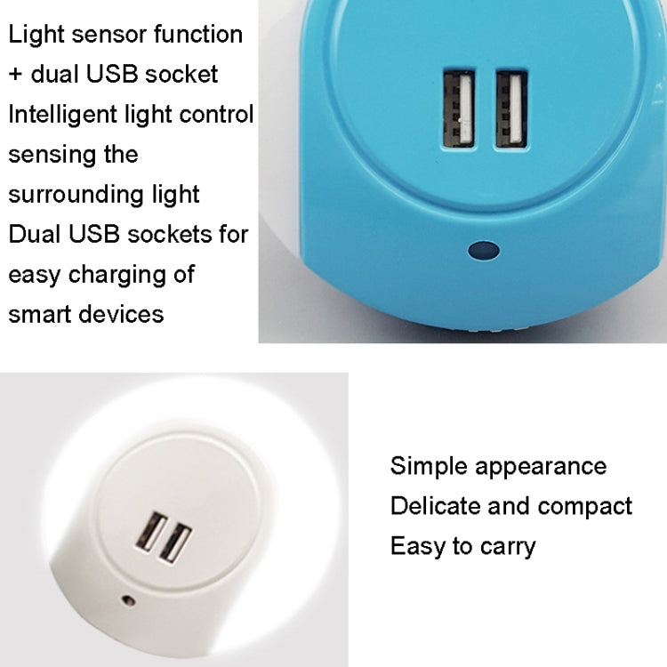 A78B LED Night Light With USB Port Intelligent Light Control Sensor Light, Plug:US Plug(White) - Sensor LED Lights by buy2fix | Online Shopping UK | buy2fix