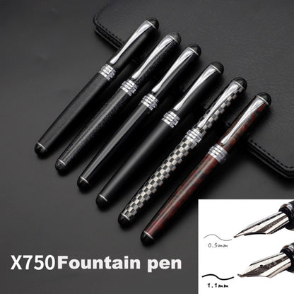 X750 Stationery Stainless Steel Fountain Pen Medium Nib Ink Pens School Oiifice Gift, Nib Size:1.1mm(Silver) - Fountain Pens by buy2fix | Online Shopping UK | buy2fix