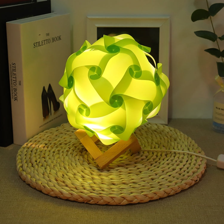 Creative Bedroom Bedside Night Light USB Round Romantic Room Decoration Lamp with Wood Base, Style: DIY Material Kit(Green) - Novelty Lighting by buy2fix | Online Shopping UK | buy2fix