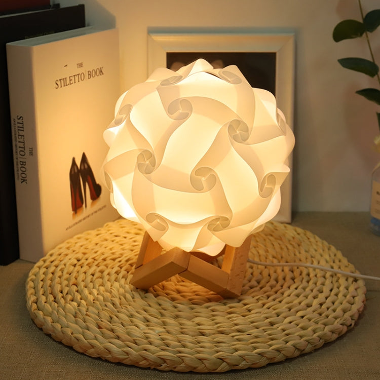 Creative Bedroom Bedside Night Light USB Round Romantic Room Decoration Lamp with Wood Base, Style: Finished Product(White) - Novelty Lighting by buy2fix | Online Shopping UK | buy2fix