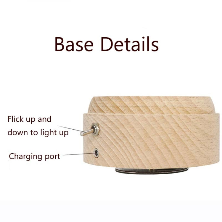 Girl Bedside Lamp Crystal Ball Wooden Base Music Box Charging Glow Rotating Night Light, Random Music(Ballet) - Novelty Lighting by buy2fix | Online Shopping UK | buy2fix