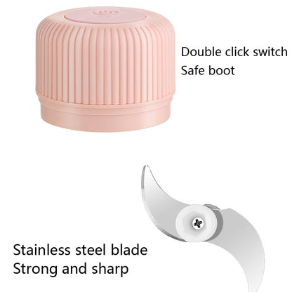 Household Vegetable Cutting Electric USB Garlic Masher Baby Mini Cooking Machine Baby Food Supplement Machine, Style:100ml(Pink) - Stirrer & Squeezer by buy2fix | Online Shopping UK | buy2fix