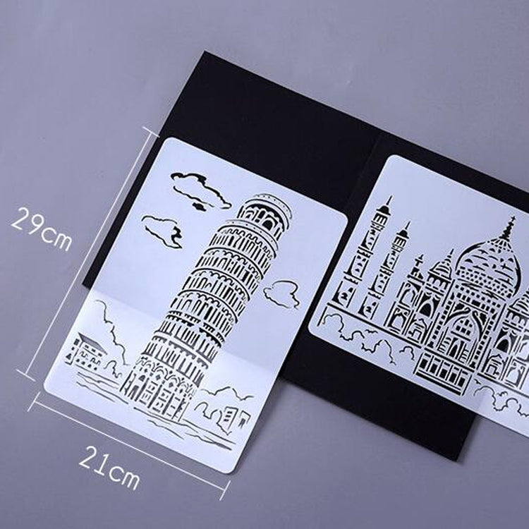 Tower System (5pcs / Set) Construction Series Painting Template Theme City A4 Label Template - Art Supplies by buy2fix | Online Shopping UK | buy2fix