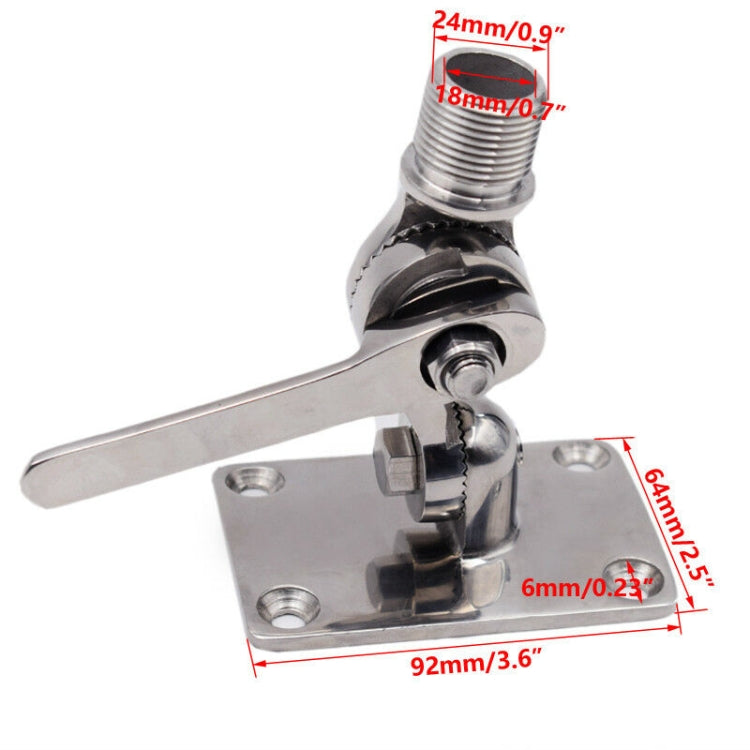 316 Stainless Steel Marine VHF Adjustable Antenna Base Mount For Boat, Specification: 92mm - Marine Accessories & Parts by buy2fix | Online Shopping UK | buy2fix