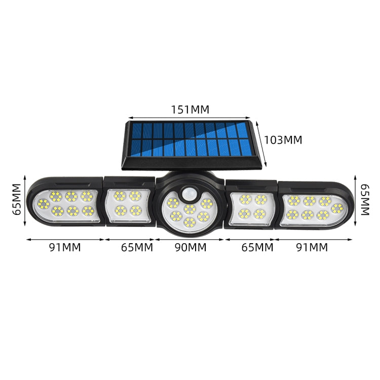 Garden Solar Wall Light Outdoor Waterproof Lawn Light Landscape Corridor Small Street Light, Spec: 5-Head 168 LED - Solar Lights by buy2fix | Online Shopping UK | buy2fix