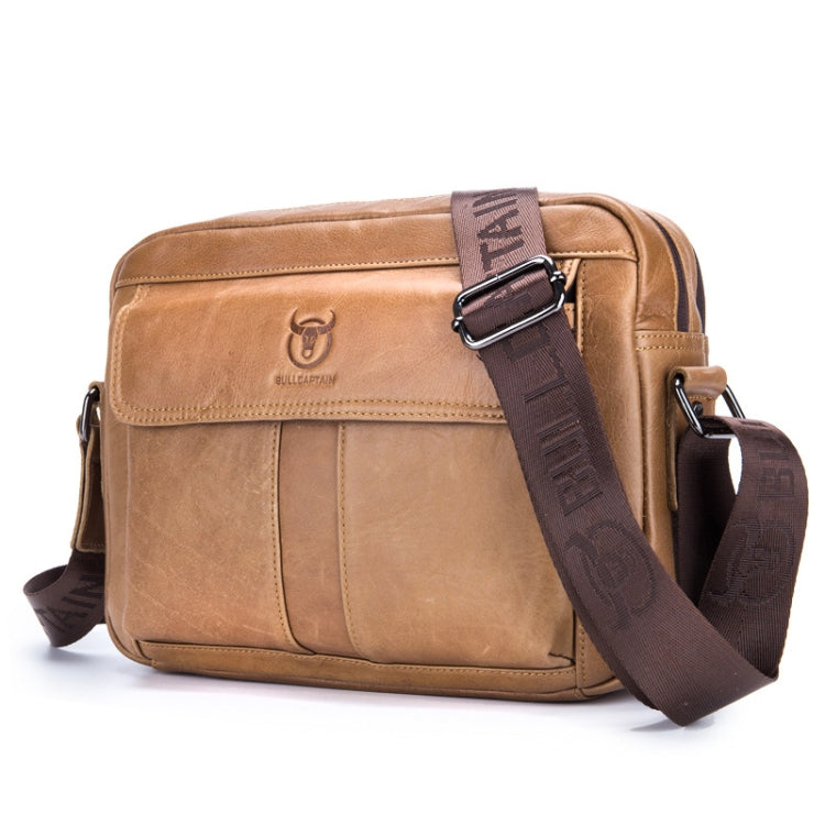 BULL CAPTAIN  Double Layer Leather One Shoulder Messenger Bag For Men(Yellow Brown) - Single-shoulder Bags by BULL CAPTAIN | Online Shopping UK | buy2fix