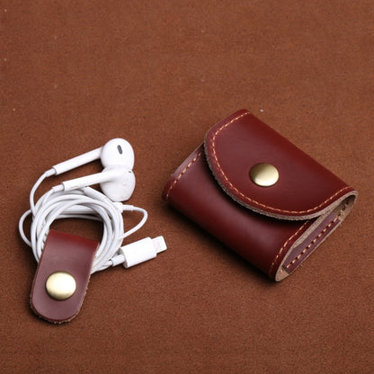 S122 Vintage Mini Leather Headphone Bag(Blue) - Digital Storage Bag by buy2fix | Online Shopping UK | buy2fix