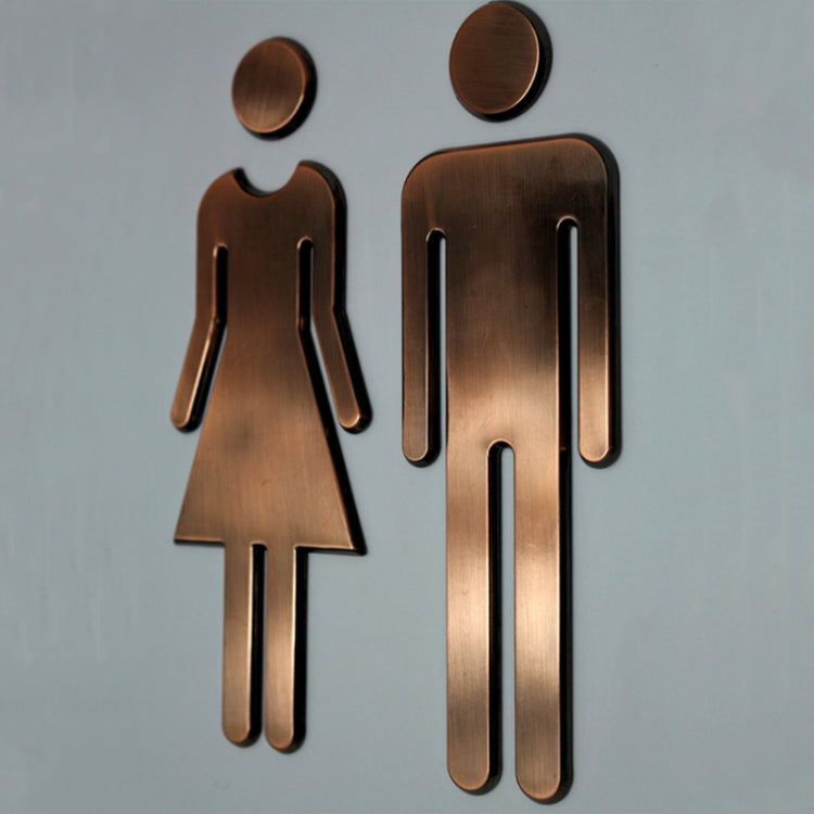 2 PCS 20cm 3D DIY Man & Woman Toilet Sticker WC Door Sign Decals Toilet Signs(Antique Copper) - Ornaments by buy2fix | Online Shopping UK | buy2fix