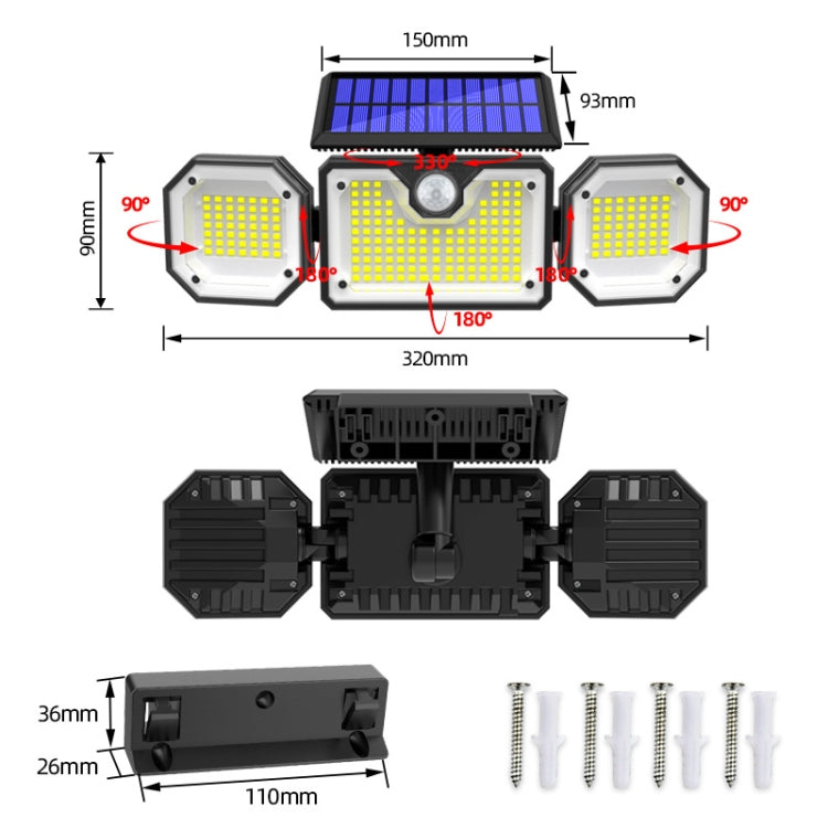 Solar Human Body Sensor Light LED Outdoor Waterproof Garden Light, Style: All In One 226LED - Solar Lights by buy2fix | Online Shopping UK | buy2fix