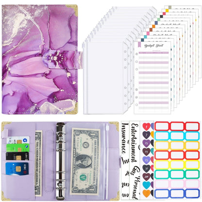 A6 Leather Loose-leaf Budget Book Handbook Notepad(Purple) - Notebooks by buy2fix | Online Shopping UK | buy2fix