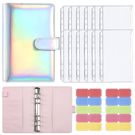 A6 Dazzling Color Loose-leaf Handbook Laser Macaroon PU Cash Budget Book(Laser Silver) - Notebooks by buy2fix | Online Shopping UK | buy2fix