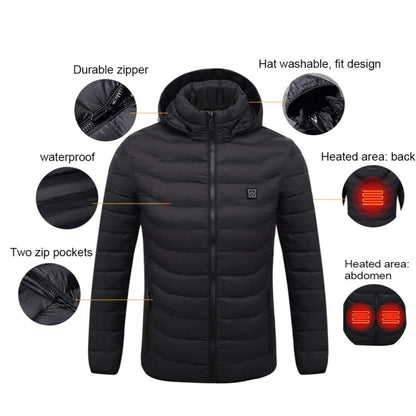 11 Zone Double Control Black USB Winter Electric Heated Jacket Warm Thermal Jacket, Size: M - Down Jackets by buy2fix | Online Shopping UK | buy2fix