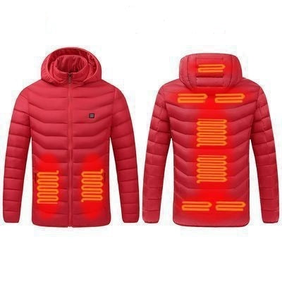 9 Zone Red USB Winter Electric Heated Jacket Warm Thermal Jacket, Size: XXL - Down Jackets by buy2fix | Online Shopping UK | buy2fix