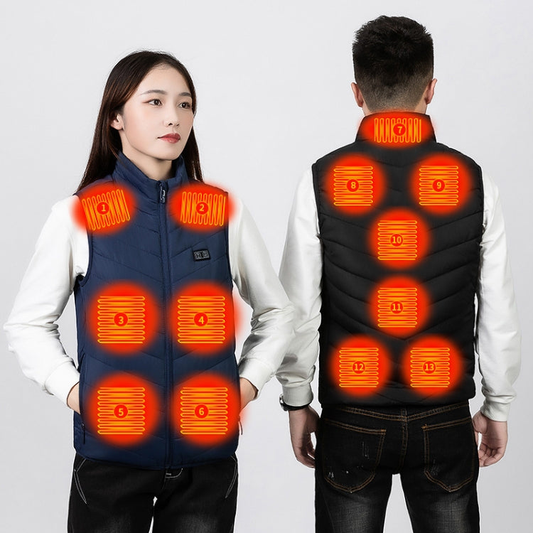 11 Area Double Control Black USB Electric Heating Undershirt Intelligent Warm Vest(6XL) - Down Jackets by buy2fix | Online Shopping UK | buy2fix