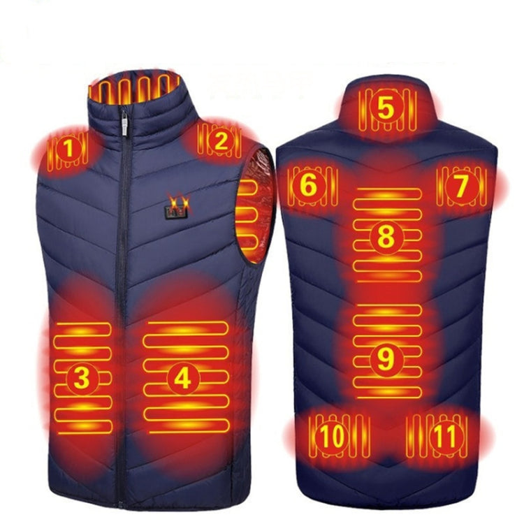 11 Area Double Control Blue USB Electric Heating Undershirt Intelligent Warm Vest(6XL) - Down Jackets by buy2fix | Online Shopping UK | buy2fix