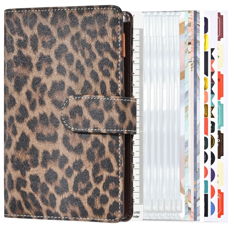 A6 Leopard Print Cash Budget Notebook  Loose Leaf Financial Management Notepad(Deep Brown) - Notebooks by buy2fix | Online Shopping UK | buy2fix