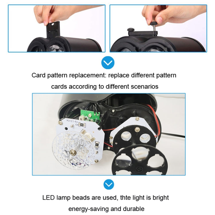 16 Cards US Plug Not Easy To Fade Card Pattern 9W Double Cylinder Water Pattern Christmas Projection Light - Christmas Decoration Lamps by buy2fix | Online Shopping UK | buy2fix