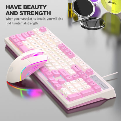 K-Snake Wired E-Sports Keyboard Mouse Mechanical Feel 98 Key Desktop Computer Notebook Keyboard, Style: Single Keyboard (Pink) - Wired Keyboard by K-Snake | Online Shopping UK | buy2fix