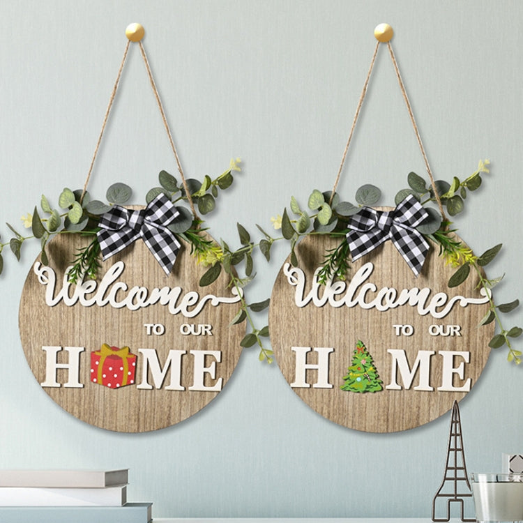 Stereoscopic DIY Home Wooden Round Welcome Door Sign Pendant Wreaths Wall Hanging Decor - Holiday Decorations by buy2fix | Online Shopping UK | buy2fix