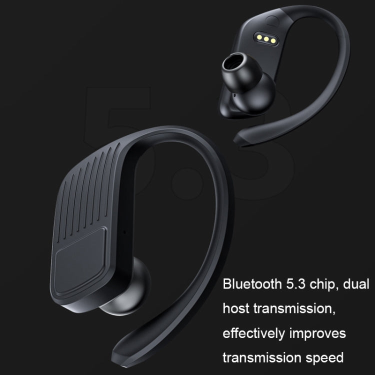 LED Digital Display Wireless Ear-Mounted Waterproof Bluetooth Earphone(Black) - Bluetooth Earphone by buy2fix | Online Shopping UK | buy2fix